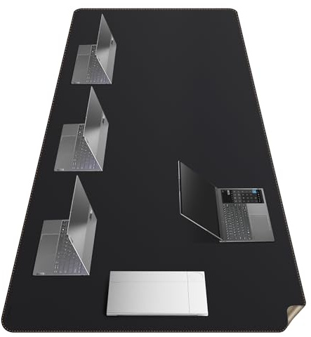 MAIDERN Schreibtischunterlage Kork & Leder 200 x 100cm, Doppelseitiges Schreibtischunterlage filz, Groß Mauspad xxl, Wasserdichte Schreibunterlage papier, Büro und Zuhause Tischunterlage (schwarz)