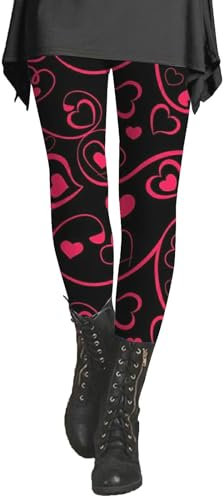 HOOUDO Same Day Angebote Sale Valentinstag-Strumpfhose für Damen mit Herzen, rotes Herz, sexy Leggings, schmale Hose, gemustertes rotes Herz, sportliches süßes Herz Legging Sale Angebote Bestellung
