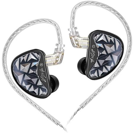 EZ EAR KZ AS24 PRO in ear monitor HiFi IEM, auriculares in ear 8BA con sonido de alta precisión, cubierta de impresión 3D con cable plateado para espectáculos de músicos y cantantes (sin micrófono)