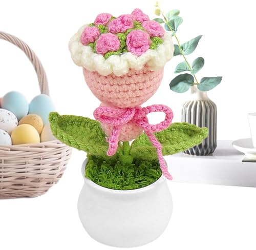 Ramo de flores de ganchillo genérico - Ramo hecho a mano, de punto colorido | Decoración de oficina en casa, Regalo y lindo para mamá y mujer, accesorio perfecto para agregar elegancia
