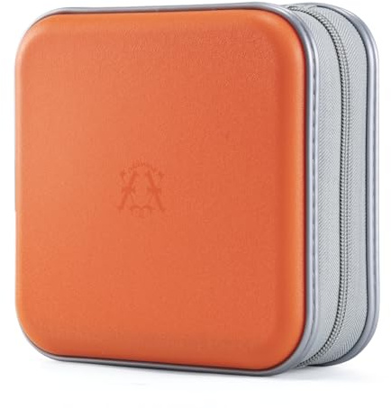 Alachi EU CD-hållare fodral, 96 kapacitet hård plast CD-hållare CD-väska bil skyddande plånbok arrangör, Orange 48, 48 Capacità, Klassisk