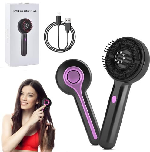 Elektrisches Kopfmassagegerät, 3-in-1 Rotlicht Haarmassagebürsten mit 3ML Haarölspender, Kopfhaut Massagebürste Elektrisch, Massagekamm mit 3 Modi, IPX7 Wasserdicht für Entspannung, SPA & Haarpflege