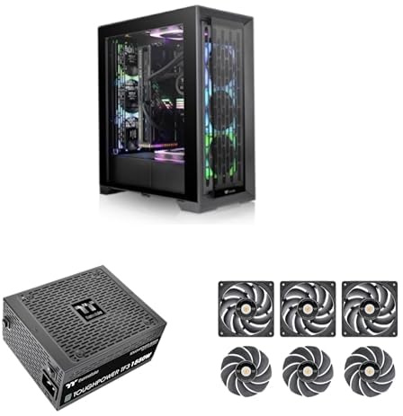 Bundle aus Thermaltake CTE T500 TG ARGB | E-ATX Full Tower Chassis | Black + Toughpower TF3 1550W| PC-ATX-3.0-Netzteil | 80-Plus-Titanium | Modular + TOUGHFAN EX14 Pro | Swappable Edition | 3 Fan Pack