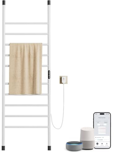OihPaw Scaldasalviette Elettrico,Bianco Termoarredo Elettrico Bagno da Terra Tipo Scala,WiFi Porta Asciugamani Elettrico,1700×550mm scaldasalviette Elettrico Bagno,con Interruttore Touch e Timer