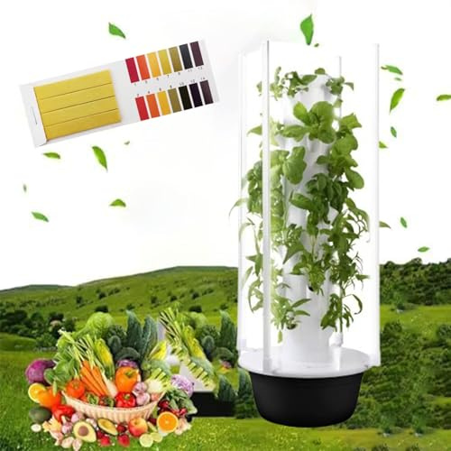 MhWrughts Hydroponics Growing System, Automated Aeroponics Indoor Tower Garden with LED Grow Lights, Hydroponic Intelligent Stackable Set Kit for Leafy Greens, Melons, Strawberries,7Layer-Black