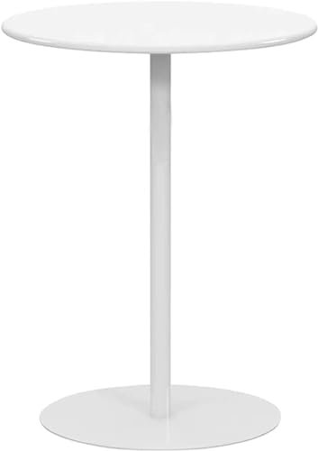 Cocktail-Bistrotisch aus Metall, runder Couchtisch für den Innen- und Außenbereich, Restaurant, Terrasse und Balkon, 48 cm Durchmesser, 56 cm Höhe, Weiß