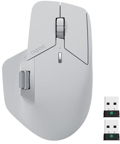 RAPOO MT760 PRO Wireless Mouse, NearLink + Bluetooth 5.0 Multi-Device, 12K DPI, 2K Polling, Ergo for Work & Gaming, 11 Programmable Buttons, On-Board Memory, Quiet Clicks, USB-C, 120 Days Battery Life