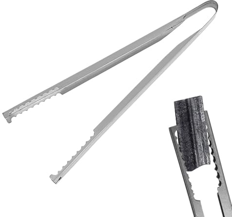 Grill Turner Tongs - Metal Heat Resistant Charcoal Digger | Compact Extended Handle Firewood Clamping Tool, Robust Campfire Cooking Utensils for Smokers - Pit Roast Outdoors