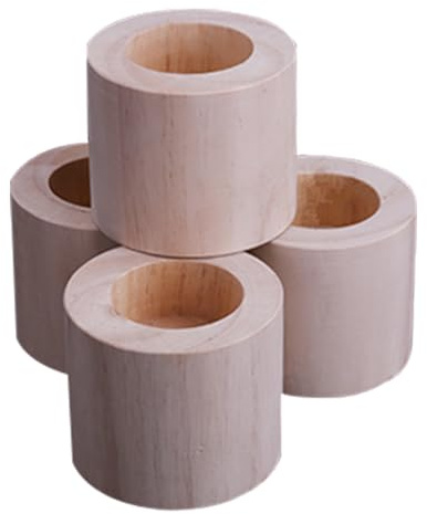 Rialzi per mobili in legno, confezione da 4 pezzi, elevatori per letto e divano, resistenti, capacità 500 kg, altezza 5 cm, piedini robusti (Ø4,5 cm) per uso domestico
