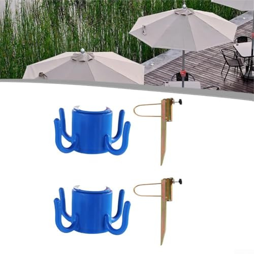 2 soportes para sombrilla de césped, soporte de metal antioxidante para postes de tamaños de 20 a 35 mm de diámetro, soporte para sombrilla de tierra