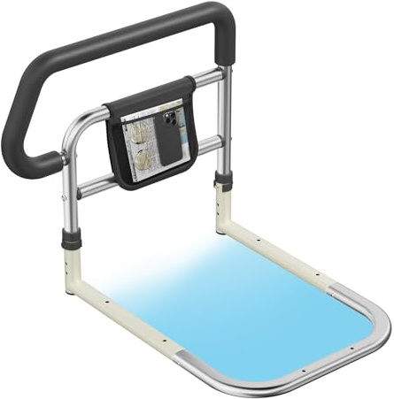 Haedswer Barandilla Cama Adultos de Seguridad - Barrera Cama Adulto - Acero Inoxidable - Ajustable (48-55cm) - Asidero Cama - Ayuda para Levantarse de la Cama Anticaídas
