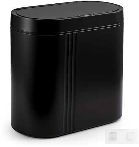 FERNVALE 2 Gallon (7.5L) Automatic Sensor Trash Can – Touchless Motion Activated Bathroom Bin, Waterproof Smart Garbage Bin with Lid, Silent Operation for Kitchen, Office & Home (Black)