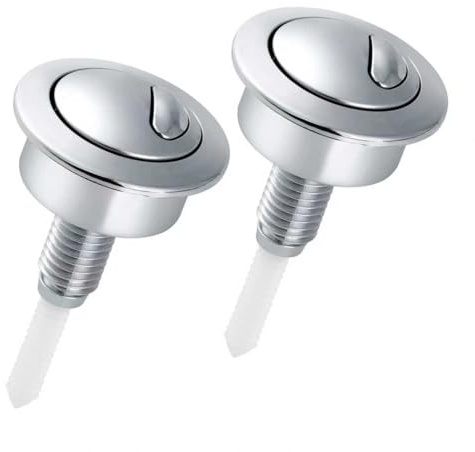 2pcsChrome Dual Flush Push Button Compatible Replacement for Twyford, Siamp Optima 49 Toilet Cistern Flush Valve（Siliver）