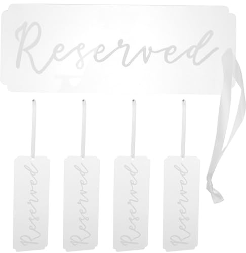 BESPORTBLE Set da 5 Cartelli in Acrilico Trasparente per Posti Riservati da Appendere, Segnaposto Decorativo Riservato per Matrimoni, Etichette Eleganti per Sedie con Design Raffinato