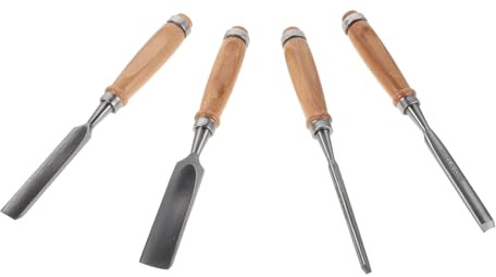 UKCOCO Kit Scalpelli per Intaglio Legno da 4 Pezzi Lame Semi-rotonde 6/12/18/24 Mm in Acciaio al Cromo Vanadio, Impugnatura Ergonomica, Set Utensili Manuali per Lavorazione e Incisione