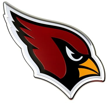 FANMATS 60445 Arizona Cardinals Heavy Duty Aluminum Embossed Color Emblem, Auto Emblem Decal 3.25-Inches by 3.25-Inches