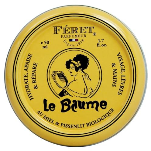 Feret Parfumeur Le Baume Multi-Purpose Balm – Rose Poudré – Deeply Hydrating Moisturizer for Dry Cracked Skin, Lips & Cuticles - Natural Lip Balm with Shea Butter & Honey – 50ml/1.7 Ounce