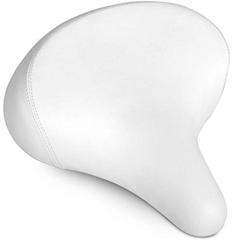 Cruiser - Seggiolino da bicicletta per bicicletta da bikeroo extra large [elegante e morbido] - Eccellente ricambio per sella da bicicletta per uomo e donna con imbottitura, bianco