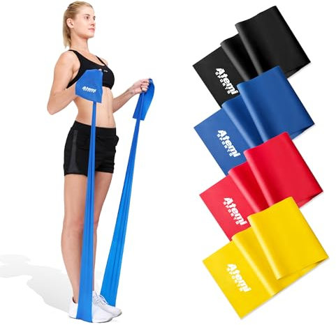 Exercise Band [Single or Set] | 1.2m or 2m Resistance Bands for Women or Men | Long Resistance Band for Pilates & Stretching | Physiotherapy Recovery Fitness Bands (#3 Blue (Heavy), 2m)