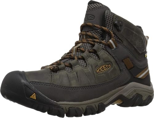 KEEN Men's Targhee 3 Mid Waterproof Wide Hiking Boots, Black Olive Golden Brown, 8 UK Wide