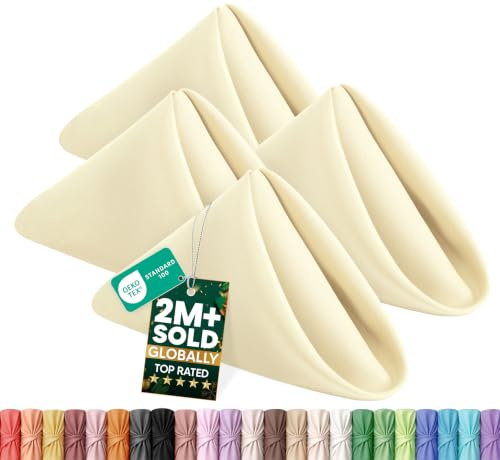 Utopia Home [24 Pack, Ivory] Cloth Napkins 17x17 Inches, 100% Polyester