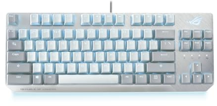 ASUS ROG Strix Scope NX TKL Moonlight White - Teclado mecánico para Juegos francés, switches ROG NX Red, Teclas ABS, Cable Desmontable, Ideal para FPS, tecla Ctrl ampliada e iluminación Aura Sync RGB