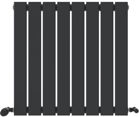 iBathUK Apex Horizontal Single Slim Flat Panel Designer Radiator with Steel Central Heating Panel Heater Bathroom Bedroom Living Room Radiator in Matt Anthracite, 600 x 608mm