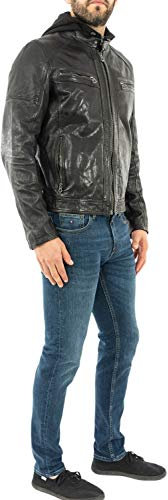 Daytona Chaqueta Cuero Capucha Bishop, Negro , XXL