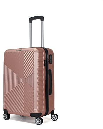 Valise Grande Taille Rigide 75cm – Soute Avion – Bagage XL léger ABS – 4 Roues pivotantes 360° – Fermeture zippée – Poignée télescopique – Rose Gold – Collection Luton - TROLLEY ADC