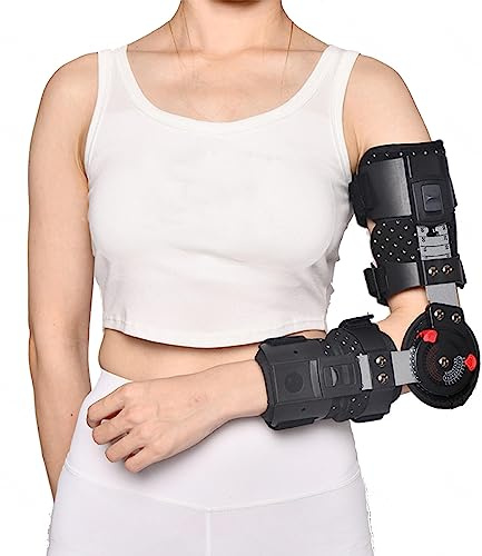 EVANEM Codo Bisagras ROM Codera, Ortesis Férula Soporte Brazo, Inmovilizador Cinturón Almohadilla Banda Ortopédica, Soporte Codo Postoperatorio, Mano Izquierda Derecha Unisex,Right