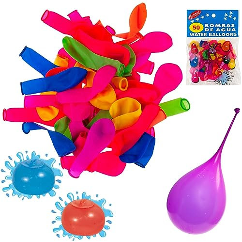 50 Bunte Wasserballons für Sommerferien und Ballonschlachten. Wasserbomben, 50 Wasserballons, bunt gemischt, schnell befüllbar, für Kinderspaß im Freien