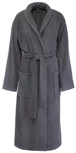 Brandsseller Unisex Bademantel Damen Herren Baumwolle | Morgenmantel | Saunamantel | Anthrazit | L