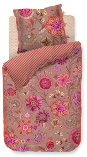 Pip Studio Ropa de cama Viva La Vida rosa percal flores mariposas frutas bayas hojas 155 cm x 220 cm