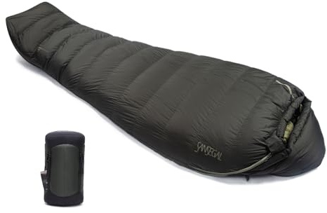 SANSEGAL Ultraleichter Mumien-Daunenschlafsack, 650 Füllkraft, Entendaunen, Anzüge für Camping, Wandern, Rucksackreisen