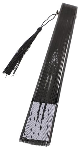 OUNONA Ladies Handheld Cat Fan Folding Silk Fan Women Silk Fan Women Black Color 8.3 Inch