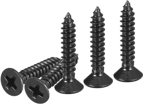 DTGN 100Pcs #8x7/8 Flat Head Wood Screws, 304 Stainless Steel Phillips Self Tapping Screws - Good for Woodworking, Furniture - Black