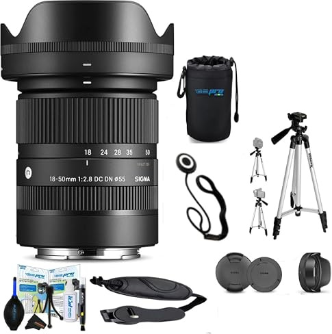 Sigma 18-50mm f2.8 DC DN Contemporary Lens for Sony E with Sunshine Photo Basic Bundle - 4 Years USA Manufacturer Warranty