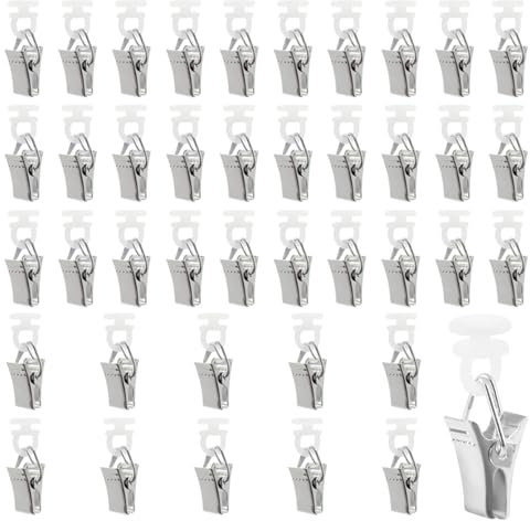 GisWell 50 Stücke Gardinenhaken für Schienen zum Klemmen,Klammern für Vorhänge, Gardinenröllchen mit Rollen für Schienen,Vorhangklammern,Gardinen Klemmen,für Duschvorhänge, Türvorhänge