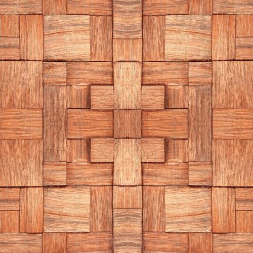 ANLIKY-Pro Papier peint autocollant effet 3D, motif blocs de bois rouges, 44X600CM 3 couches avec feuille d'aluminium, film décoratif amovible pour meubles