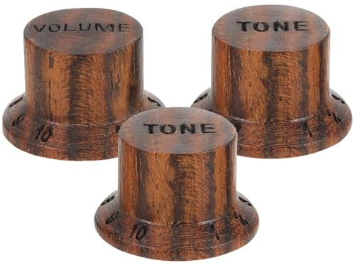 3 Stück-pack Holz Gitarrenknöpfe für E-gitarren mit Skala | Kaffee Farbton, Anti Korrosiv Verarbeitet, für Lautstärkeregler und Tonregler