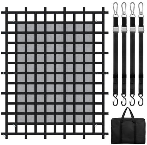 VEVOR Red de Carga de 2440 x 2060 mm, Red de Carga Resistente de Carga de 680 kg, 4 Correas Ajustables con Mosquetones y Ganchos en Forma de S, Red de Transporte para Camiones, Jeeps, SUV y Barcos