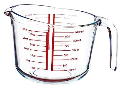 OFFSCH Taza Escala Clara Medidora Resistente al Calor de Vidrio Templado Fácil de Limpiar Adecuado para Uso en Casa y Repostería