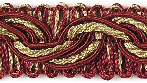 2 Meter Dekoborte Breite 1,6 cm Farbe rot & gold Brokatborten Bänder Bordüre Brokat Spitze Posamentenborte für Kissen Kleidung Kostüme uzw.