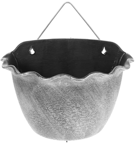 Kisangel Retro Spray Painted Hanging Basket Basin - Wall Mounted Plastic Flowerpot Holder for Indoor Succulents Balcony Plants Home and Office Decoration