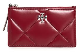 Tory Burch Women's Kira Diamond Quilt Zip Card Case, Red, One Size