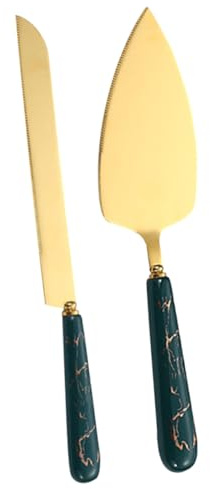 Mobestech Jeu de Coupe-gâteau à Manche en Céramique et Acier Inoxydable Spatule à Gâteau Créative Fine Dentelée pour Cuisson Quotidienne et Anniversaire