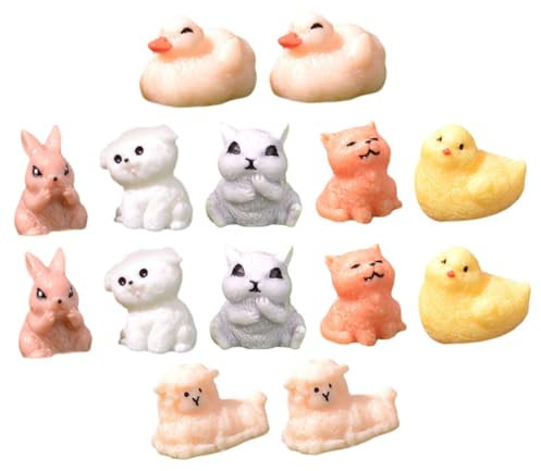 Sosoport 14stücke Miniatur Tierfiguren Aus Kunstharz Kleine Tierstatuen Für Schreibtisch Dekoration Tiermodelle Ornamente Für Auto Garten Balkon Rasen