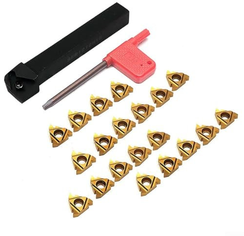 Set di utensili da taglio per tornio professionale con robusto supporto SER1212H16 e set completo di inserti in carburo (20 pezzi)