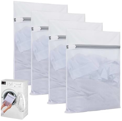 4 Piezas Bolsas para Lavadora 40 x 50 cm, con Cremallera Oculta, Red Grande para Hogar y Hotel con Cremallera, Bolsa para Lavar Ropa Interior en Lavadora