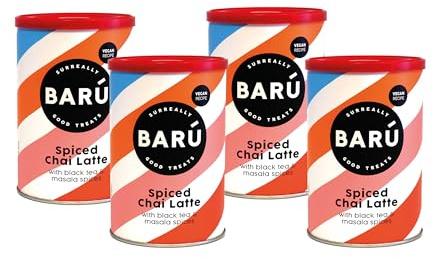 BARÚ Chai Latte Épicé – Thé instantané en poudre – 4 x 250 g – 64 portions